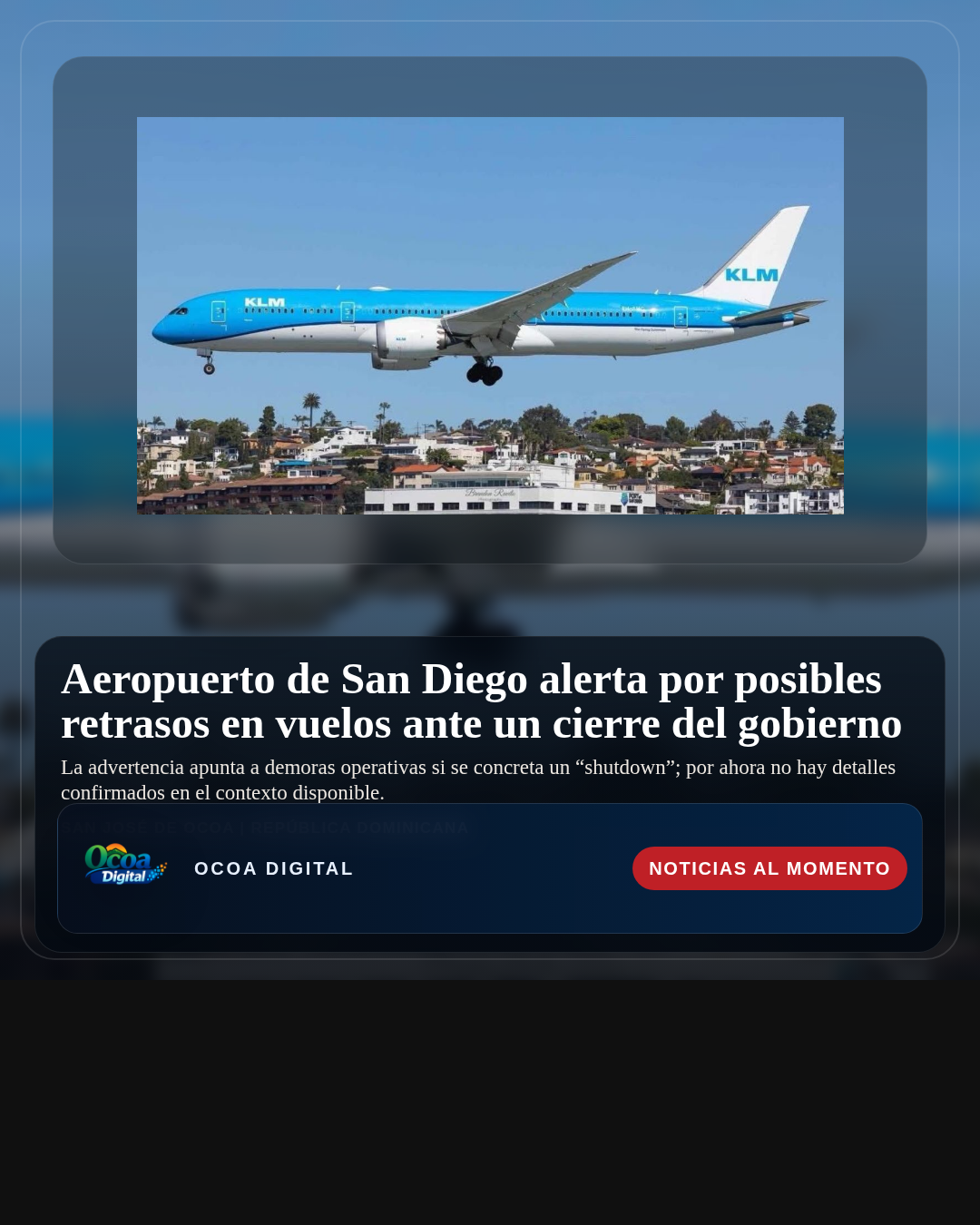 Aeropuerto de San Diego alerta por posibles retrasos en vuelos ante un cierre del gobierno